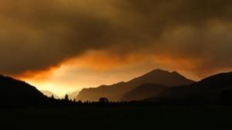 fire over mountains
