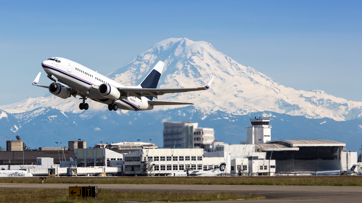 Plane taking off at Sea-Tac